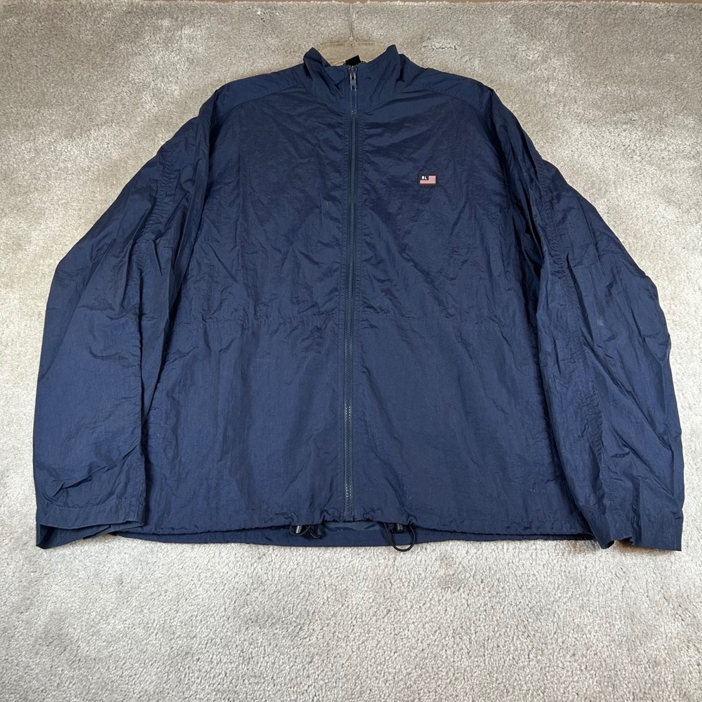 Polo‎ Jeans Co Ralph Lauren Windbreaker Mens Large Navy Blue Full Zip Mesh Lined